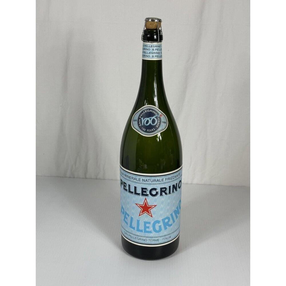 VTG 20" Tall San Pellegrino Mineral Water Store Display Glass Bottle 100 Years